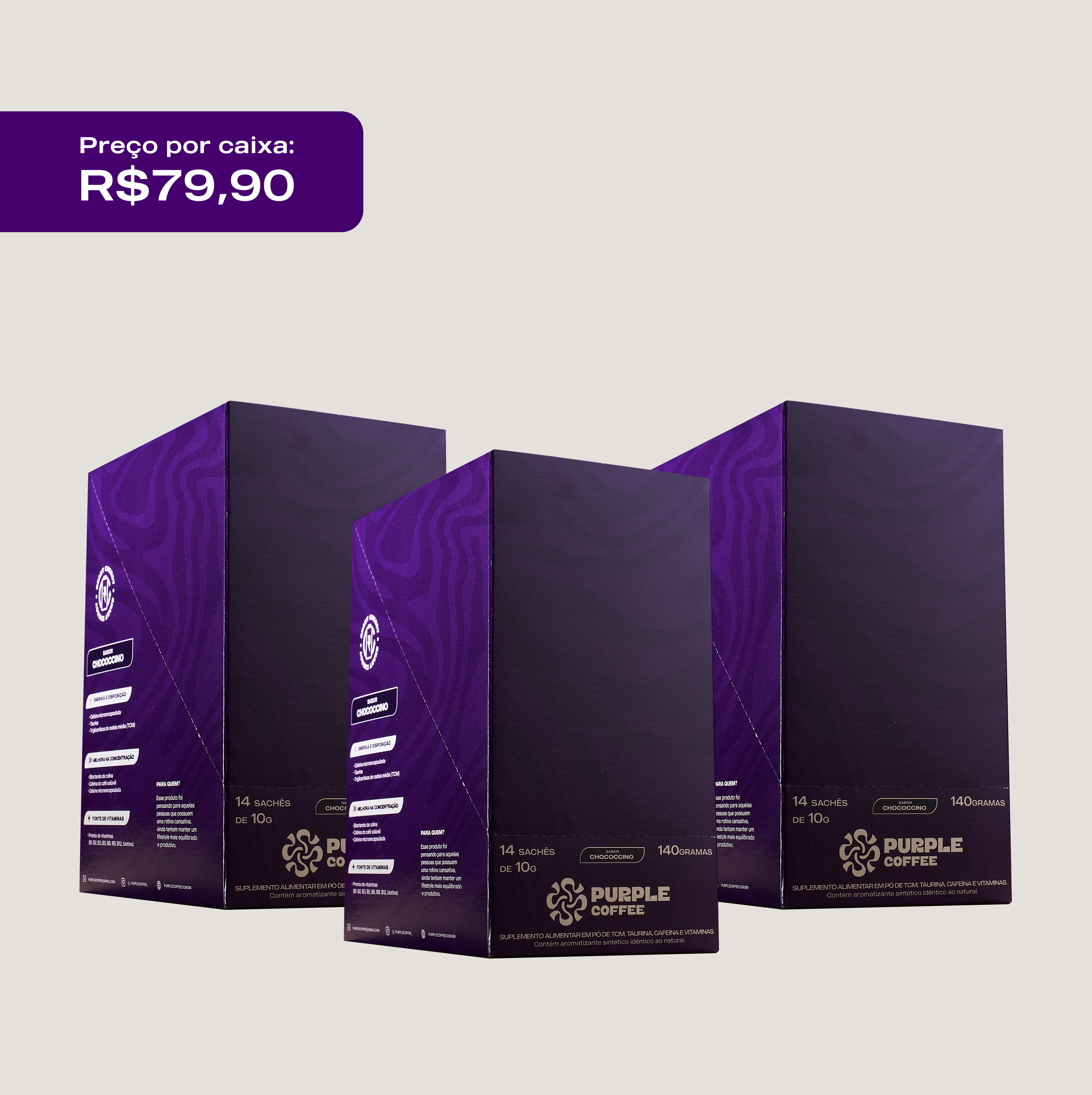 KIT 3 Purple Coffee | Chococcino | 42 Sachês