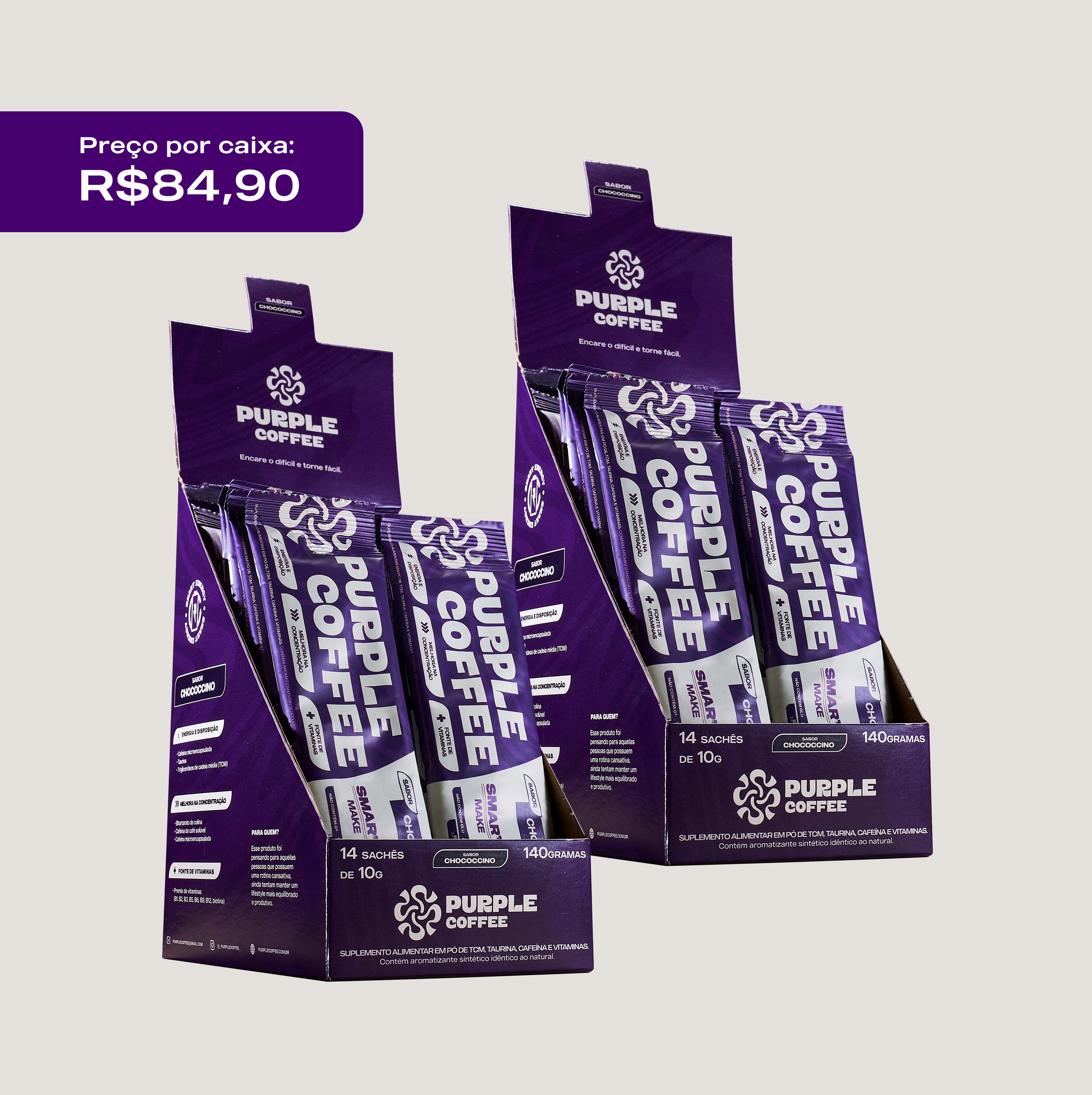 KIT 2 Purple Coffee | Chococcino | 28 Sachês