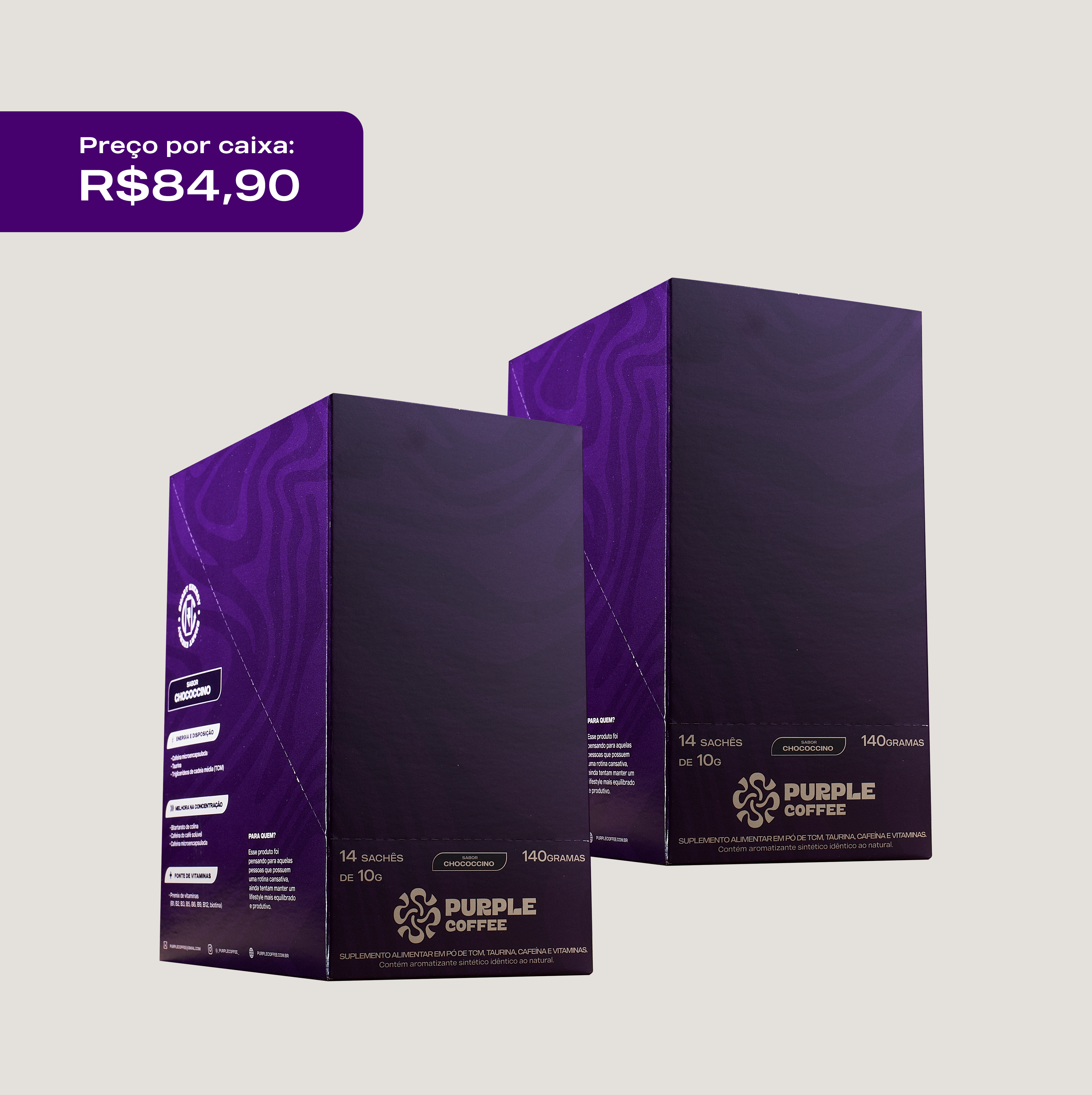 KIT 2 Purple Coffee | Chococcino | 28 Sachês